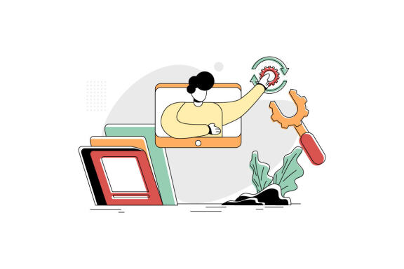 Flat Illustration Vector Graphic of Education Online