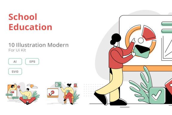 Flat Illustration Vector Graphic of Education Online