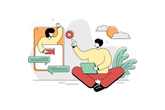 Flat Illustration Vector Graphic of Education Online