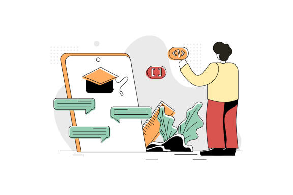 Flat Illustration Vector Graphic of Education Online