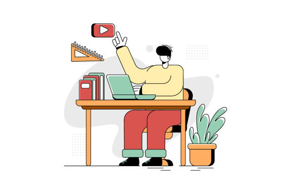 Flat Illustration Vector Graphic of Education Online