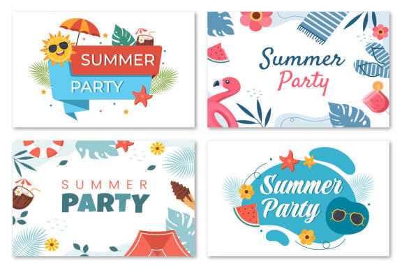 18 Summer Party Cartoon illustration