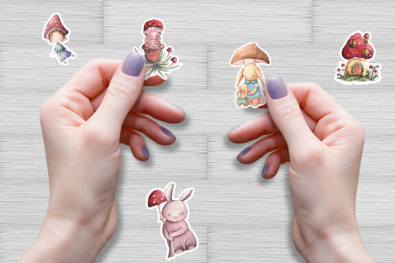 Fairy mushroom forest Stickers for Cricut
