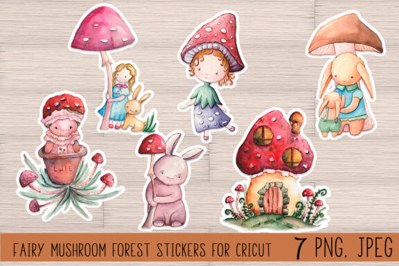 Fairy mushroom forest Stickers for Cricut