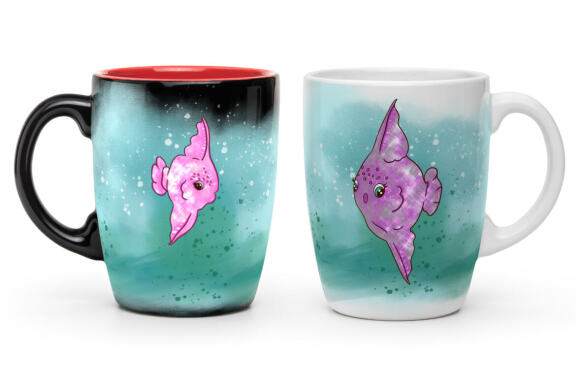 Ocean. Cute sea animals. Narwhals and fish