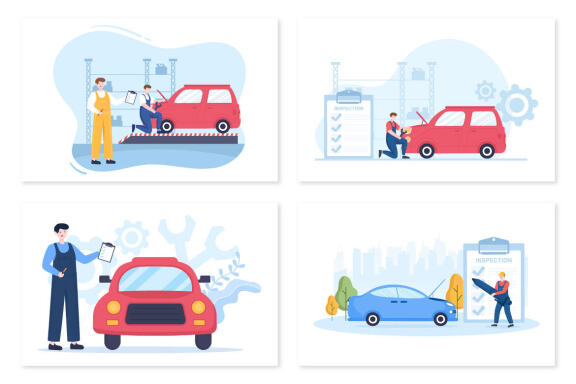 9 Car Inspection Transport Illustration