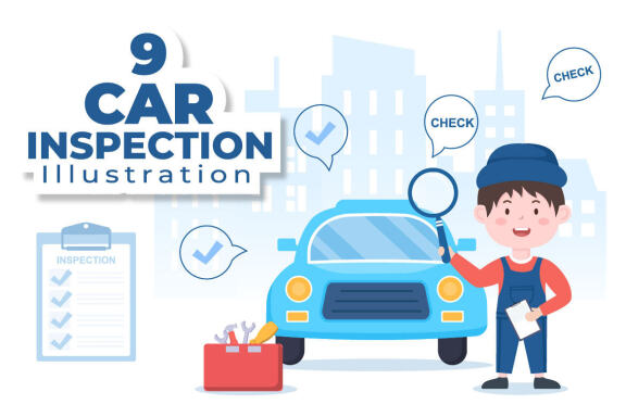 9 Car Inspection Transport Illustration