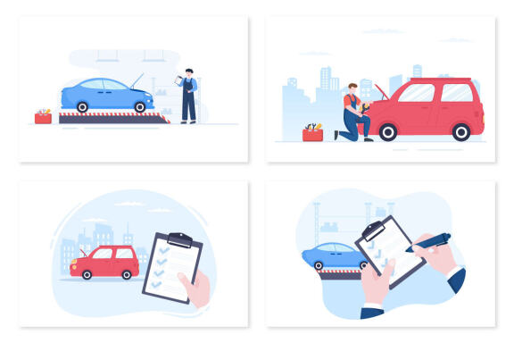 9 Car Inspection Transport Illustration