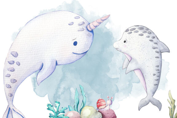Undersea watercolor clipart, cute sea animals