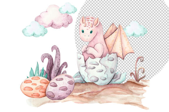 Dragons watercolor clipart - Sublimation designs