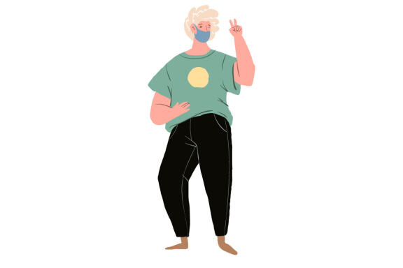 Free Happy Cartoon Characters in Face Masks 