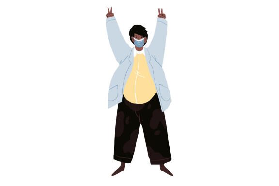 Free Happy Cartoon Characters in Face Masks 