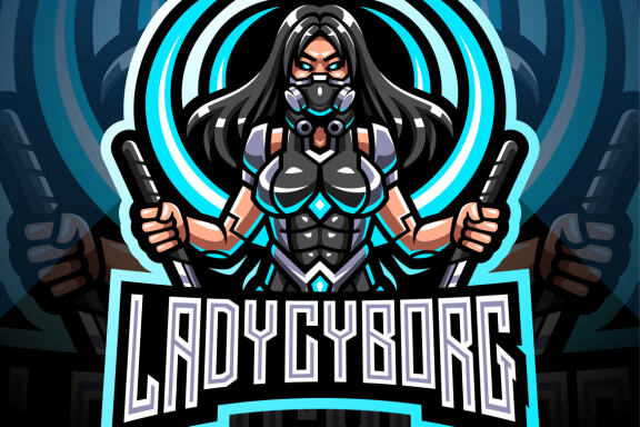 Lady Cyborg Esport Mascot Logo