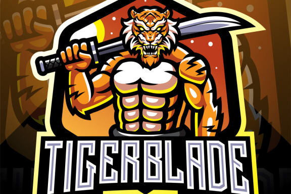 Tiger With Blade Esport Mascot Logo