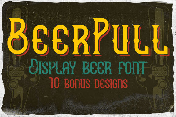 BeerPull font + 10 bonus illustrations