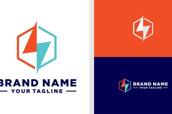 BOLT LOGO HEXAGONAL ELECTRICITY SIMPLE EDITABLE