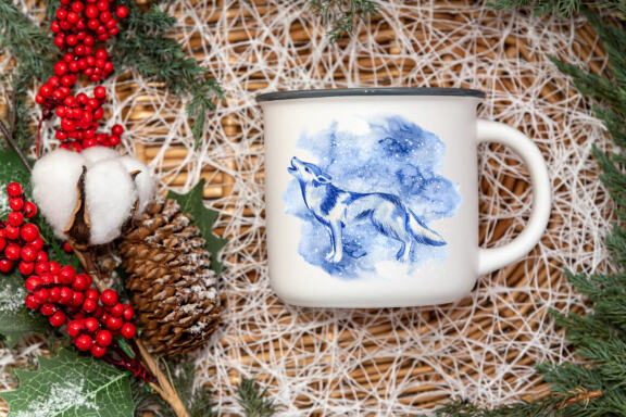 Blue Christmas winter forest Sublimation Bundle PNG
