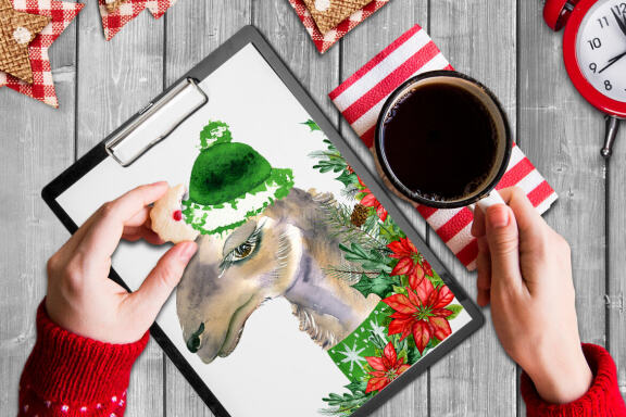 Watercolor Llama christmas clipart - Sublimation designs