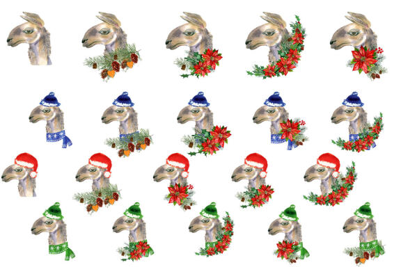 Watercolor Llama christmas clipart - Sublimation designs