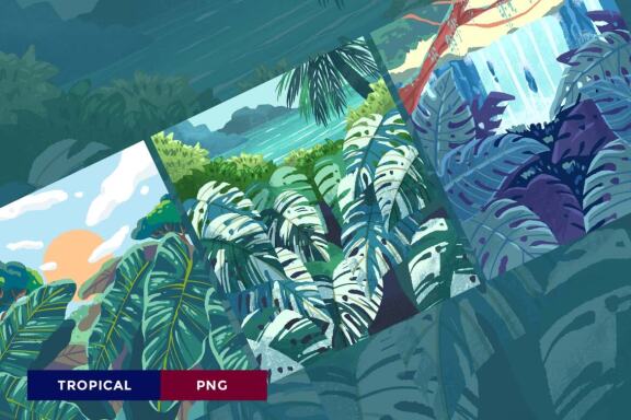 3 TROPICAL JUNGLE ILLUSTRATION