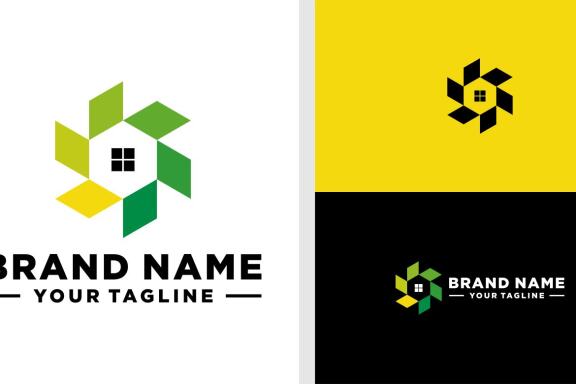 SOLAR PANEL LOGO HOME GEOMETRIC SIMPLE EDITABLE