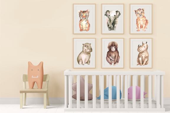 Watercolor Safari Baby Animals Clipart