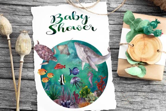 Watercolor Coral Reef,  Ocean Animals Clipart