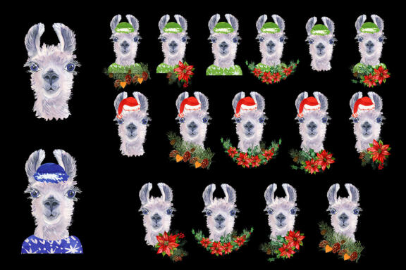 Watercolor Llama christmas clipart - Sublimation designs