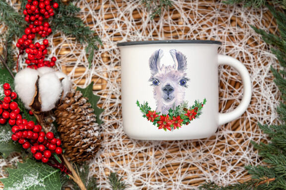 Watercolor Llama christmas clipart - Sublimation designs