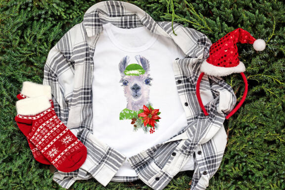 Watercolor Llama christmas clipart - Sublimation designs