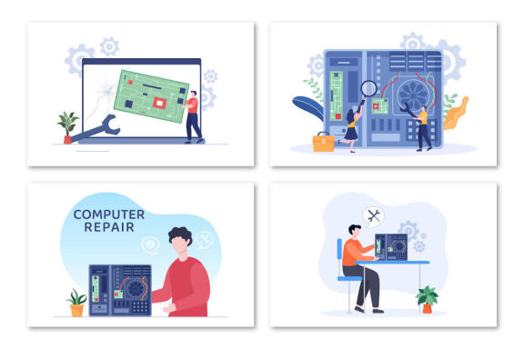12 Computer Repair or Service Illustration