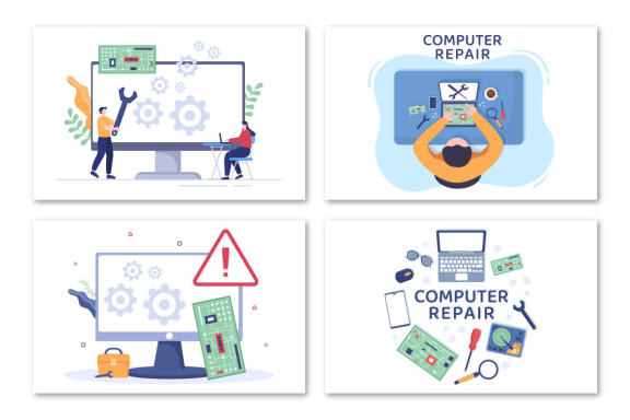 12 Computer Repair or Service Illustration