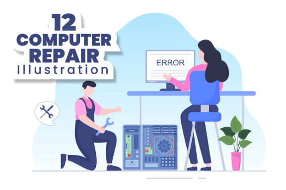 12 Computer Repair or Service Illustration