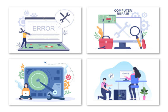 12 Computer Repair or Service Illustration