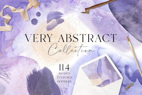 Abstract Shapes Very Peri Watercolor
