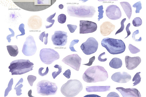 Abstract Shapes Very Peri Watercolor