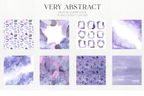 Watercolor Abstract Very Peri Digital Papers 