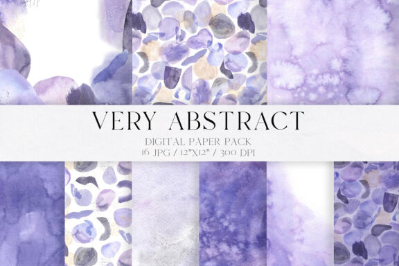 Watercolor Abstract Very Peri Digital Papers 