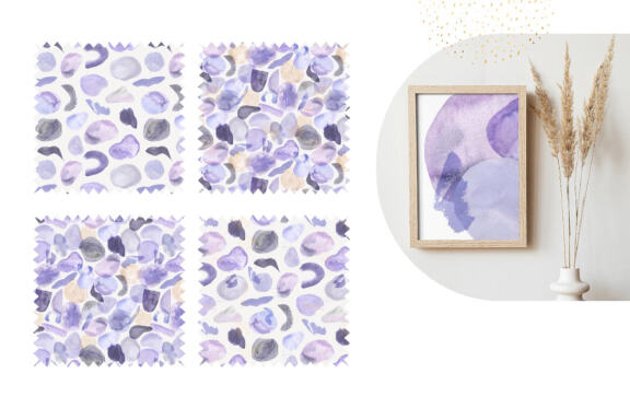 Watercolor Abstract Very Peri Digital Papers 
