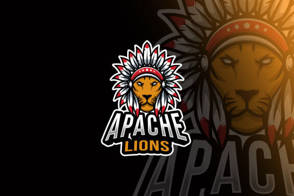 Apache Lion Head Esport Logo Template
