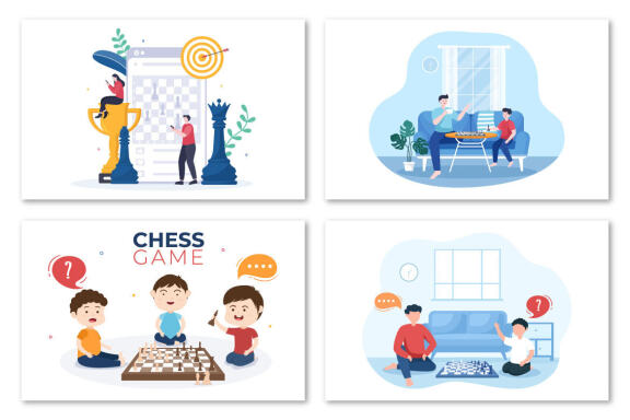 13 Chess Board Game Cartoon Illustration