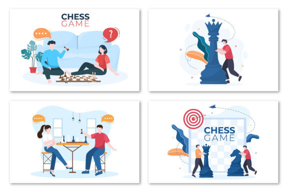 13 Chess Board Game Cartoon Illustration