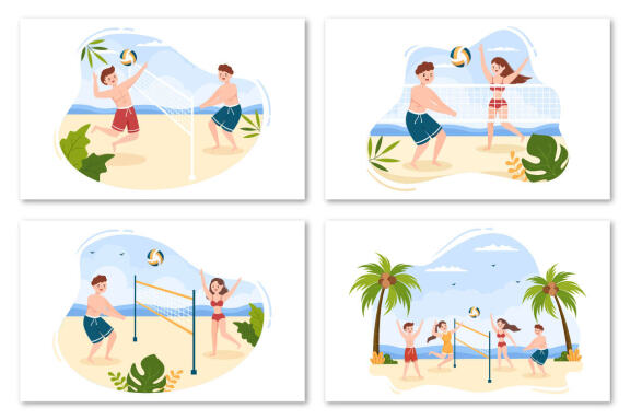 15 Volleyball Player Cartoon Illustration