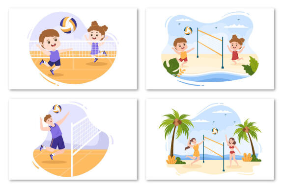 15 Volleyball Player Cartoon Illustration