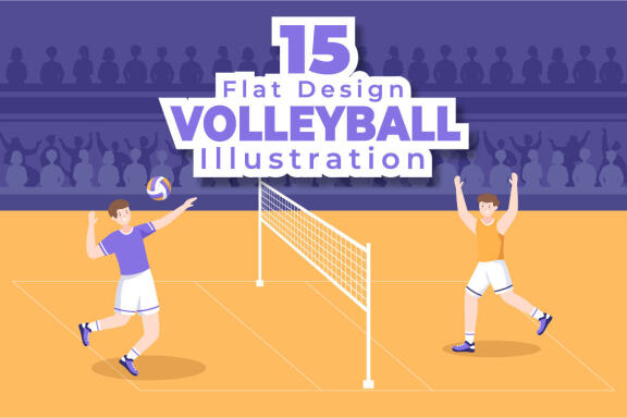 15 Volleyball Player Cartoon Illustration