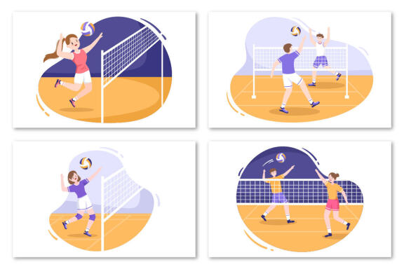 15 Volleyball Player Cartoon Illustration