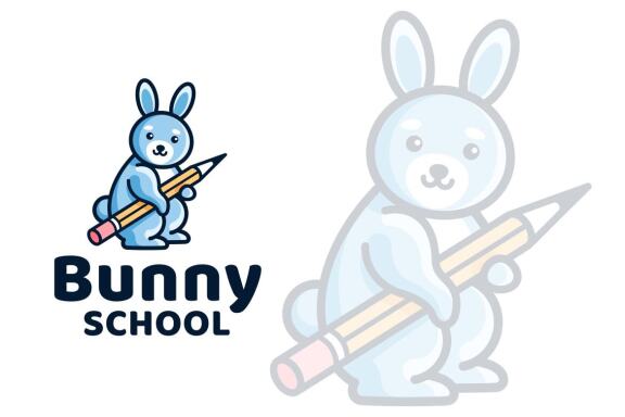 Bunny School Kids Logo Template