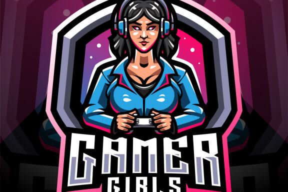 Download Girl Gamer Logo With Pink Seat Wallpaper | Wallpapers.com