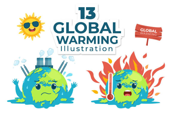 13 Global Warming Cartoon Illustration