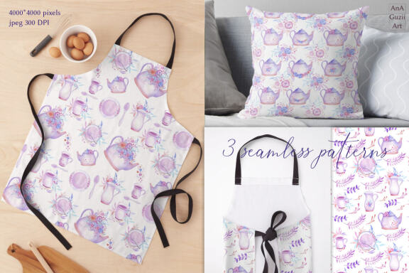 Tea party seamless pattern